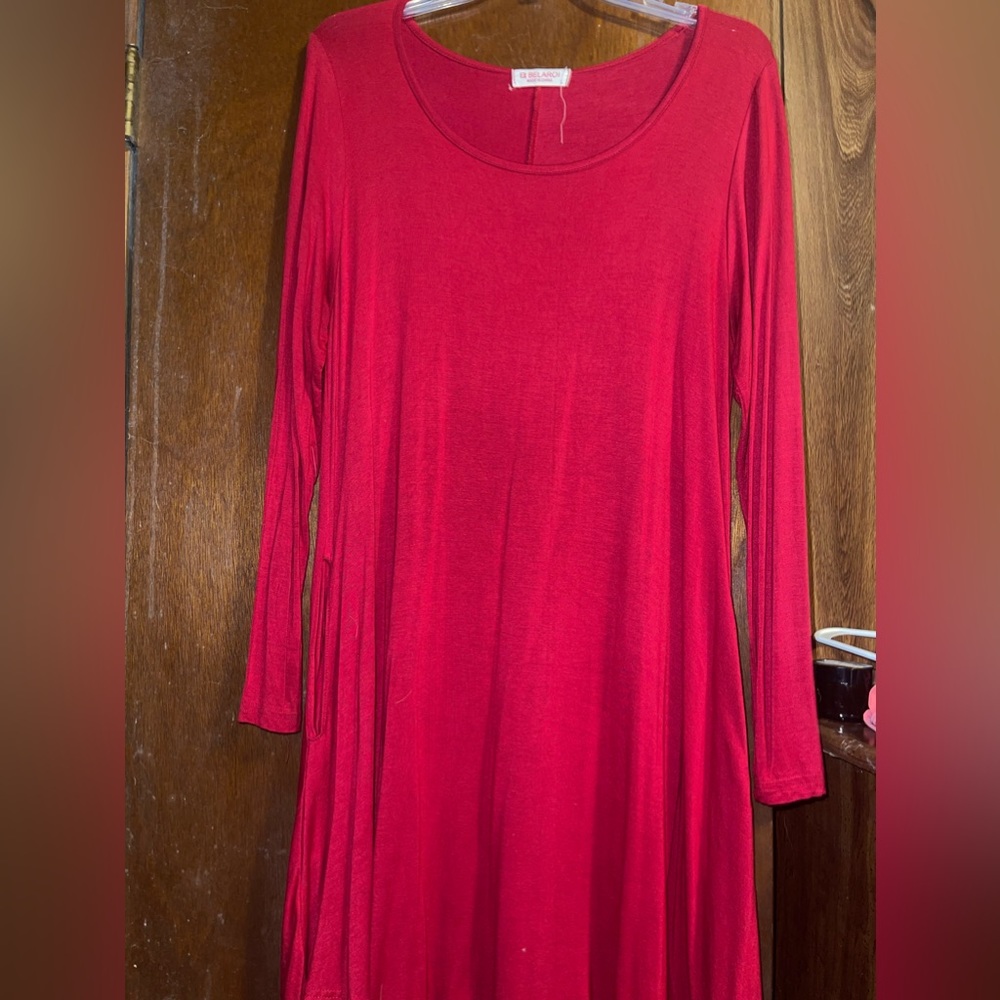 Red dress with pockets